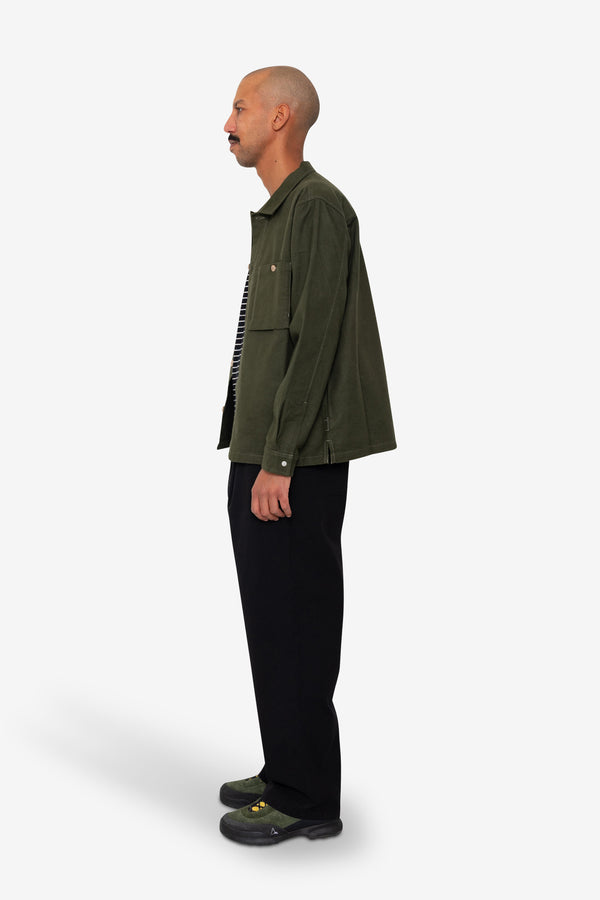Folk Patch Overshirt - Dark Olive Moleskin