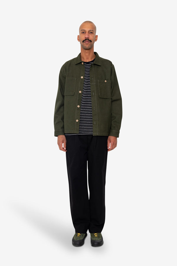 Folk Patch Overshirt - Dark Olive Moleskin