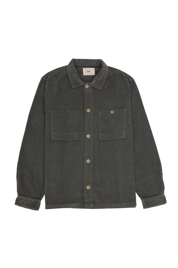 folk Patch Overshirt - Dark Sage Heavy Cord