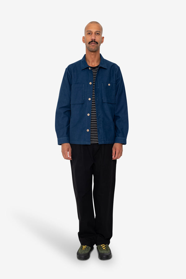 Folk Patch Overshirt - Ink Blue Moleskin