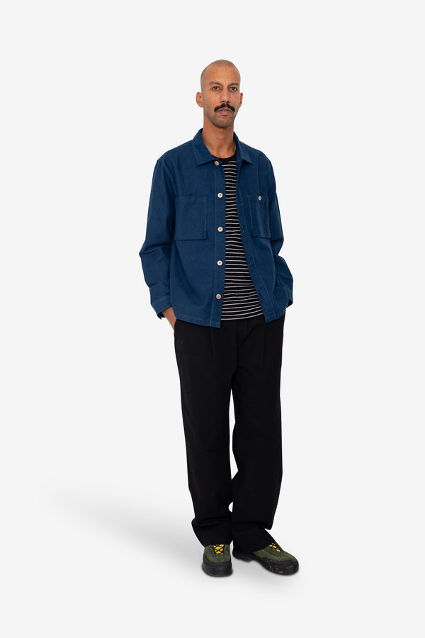 Folk Patch Overshirt - Ink Blue Moleskin