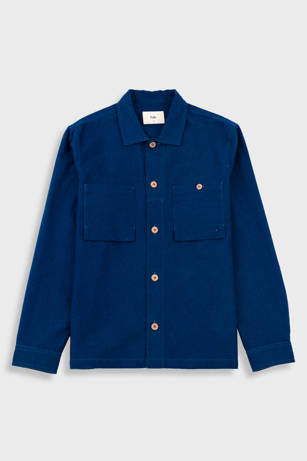 folk Patch Overshirt - Ink Blue Moleskin