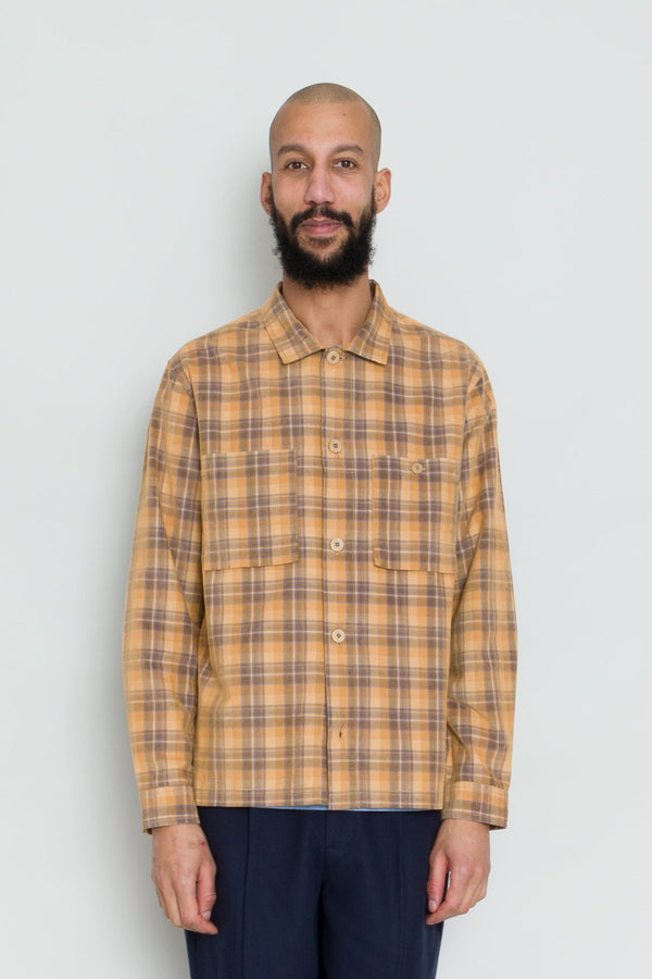 Folk Patch Overshirt - Light Rust Checked Cord