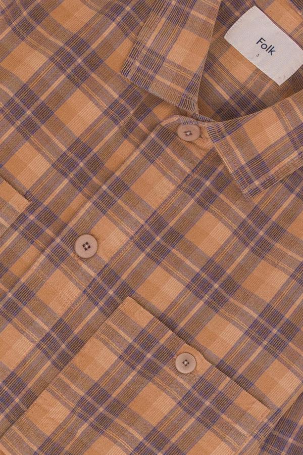 Folk Patch Overshirt - Light Rust Checked Cord