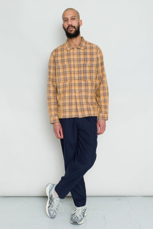 Folk Patch Overshirt - Light Rust Checked Cord