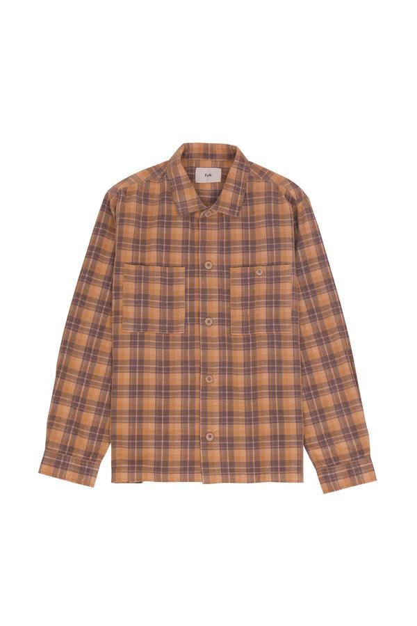 folk Patch Overshirt - Light Rust Checked Cord