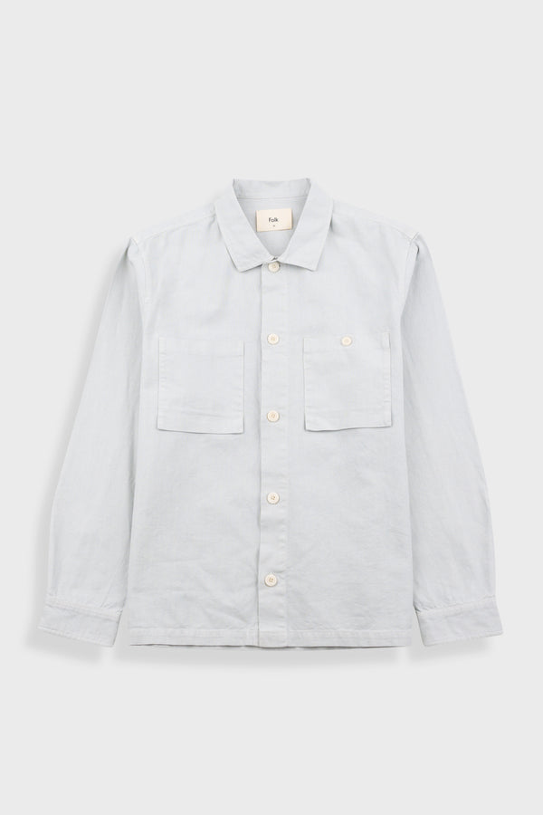 folk Patch Overshirt - Mineral Blue Hemp Canvas