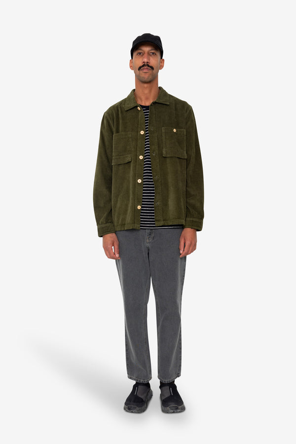 Folk Patch Overshirt - Olive Chunky Cord