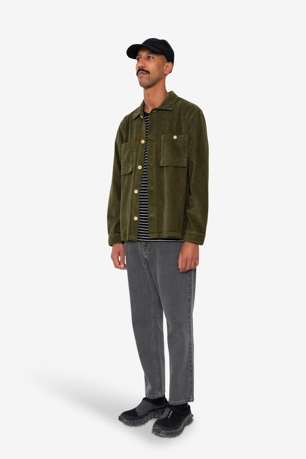 Folk Patch Overshirt - Olive Chunky Cord