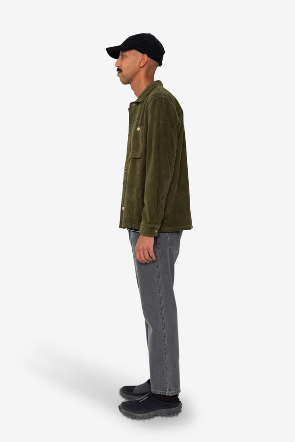 Folk Patch Overshirt - Olive Chunky Cord