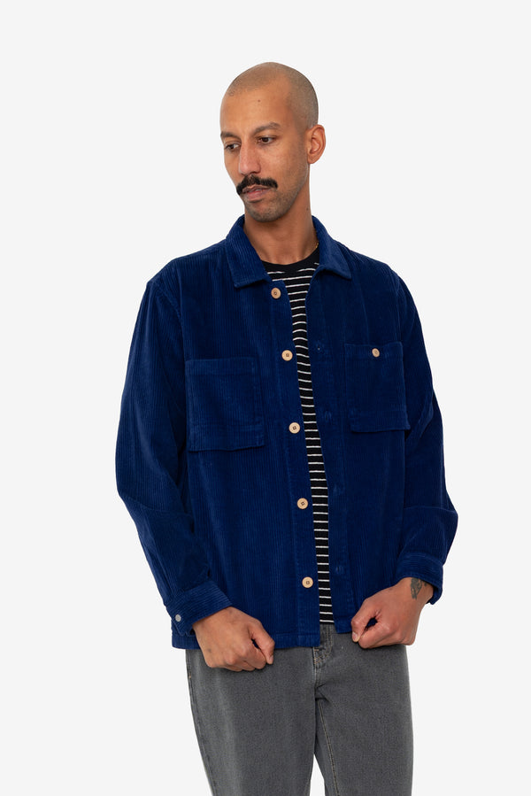Folk Patch Overshirt - Rich Navy Chunky Cord