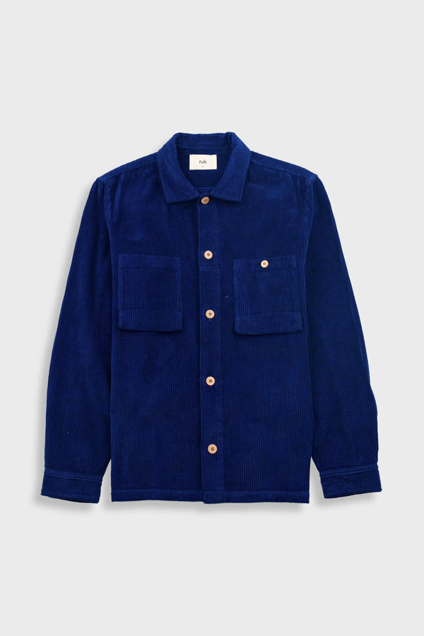 folk Patch Overshirt - Rich Navy Chunky Cord