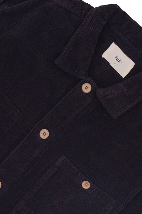 Folk Patch Overshirt - Soft Black Heavy Cord