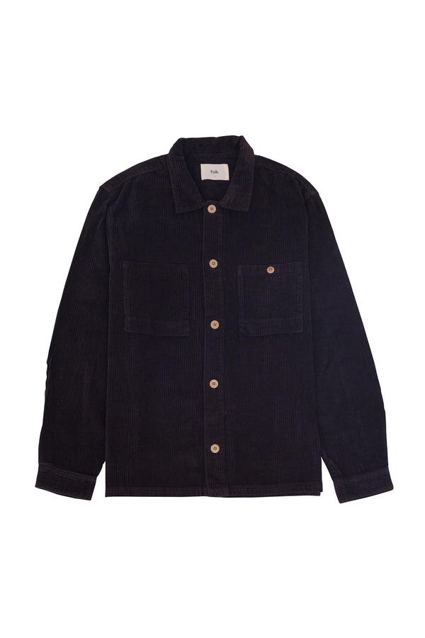 folk Patch Overshirt - Soft Black Heavy Cord