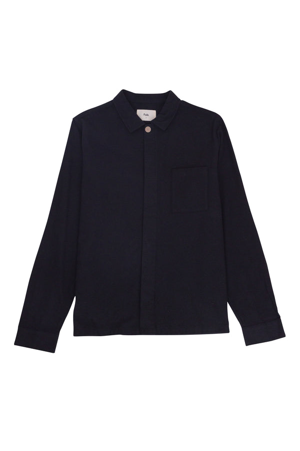 folk Patch Shirt - Black Flannel