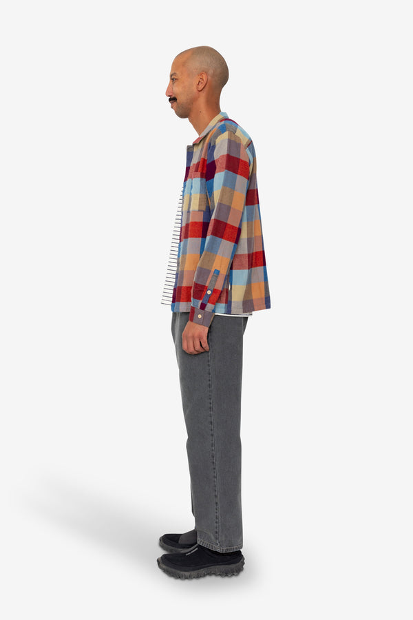 Folk Patch Shirt - Crimson Blue Mix