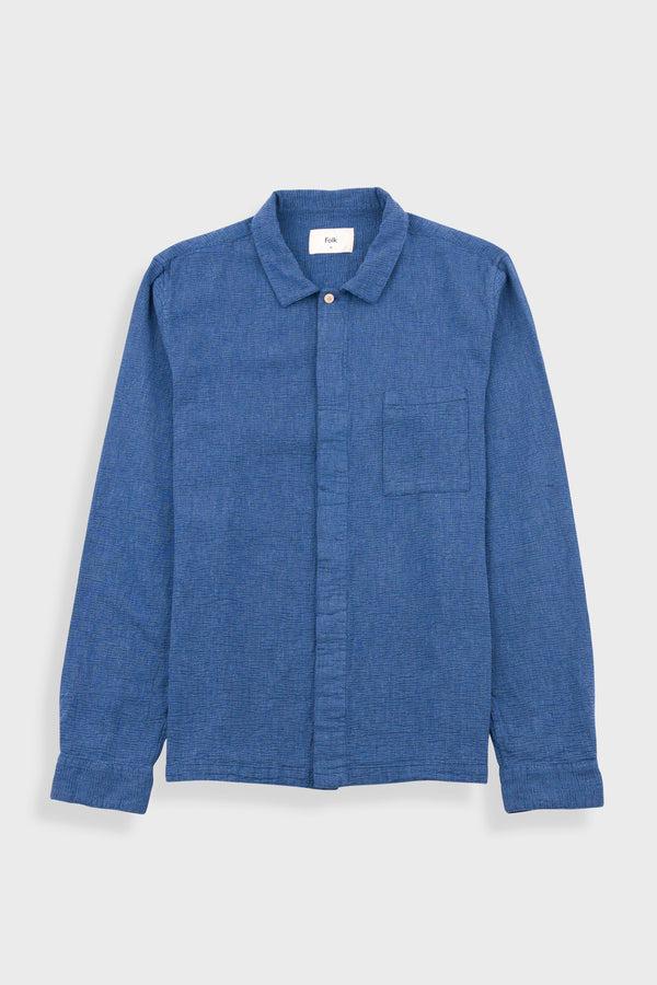 folk Patch Shirt - Indigo Basketweave