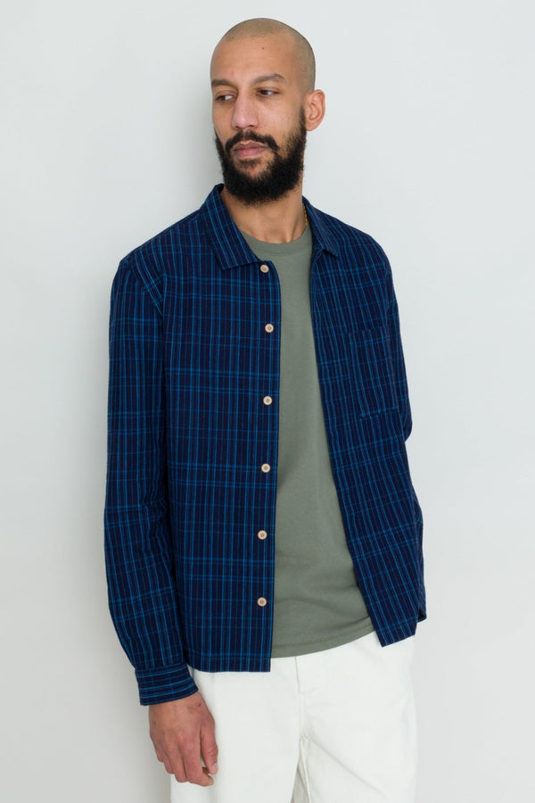 Folk Patch Shirt - Indigo Multicheck