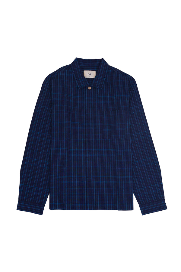 folk Patch Shirt - Indigo Multicheck
