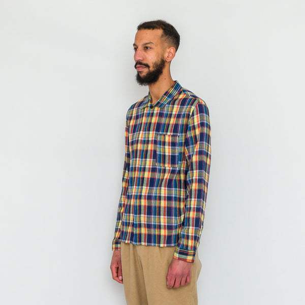 Folk Patch Shirt - Navy Multicolour Check