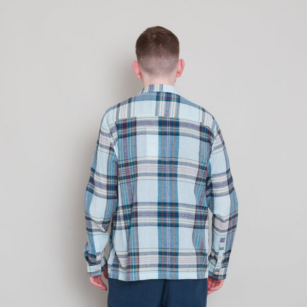 Folk Patch Shirt - Ocean Blue Check