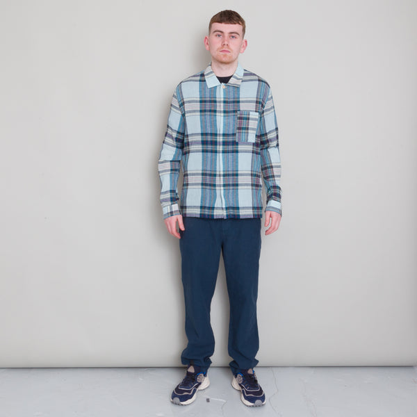 Folk Patch Shirt - Ocean Blue Check