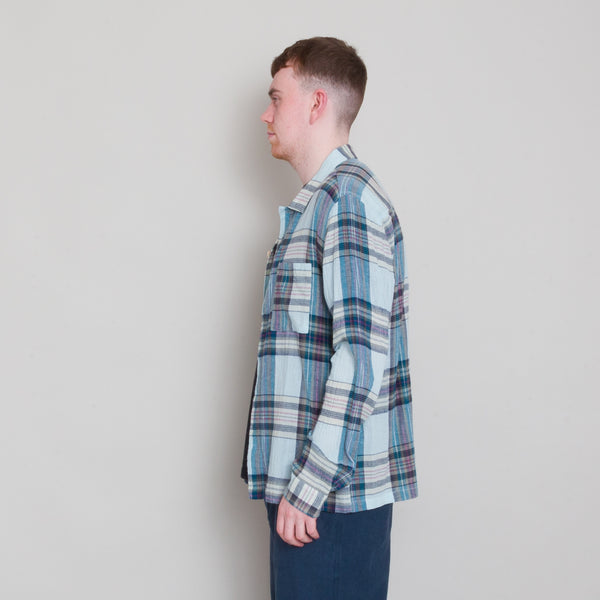 Folk Patch Shirt - Ocean Blue Check