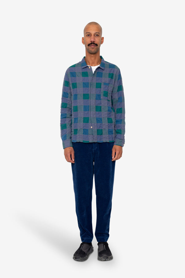Folk Patch Shirt - Phthalo Green Check