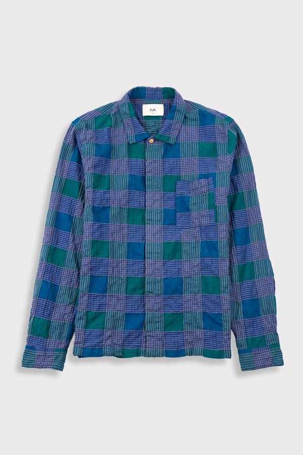 folk Patch Shirt - Phthalo Green Check