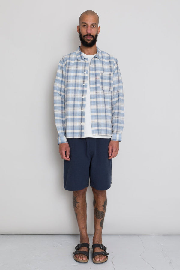 Folk Patch Shirt - Soft Blue Open Check
