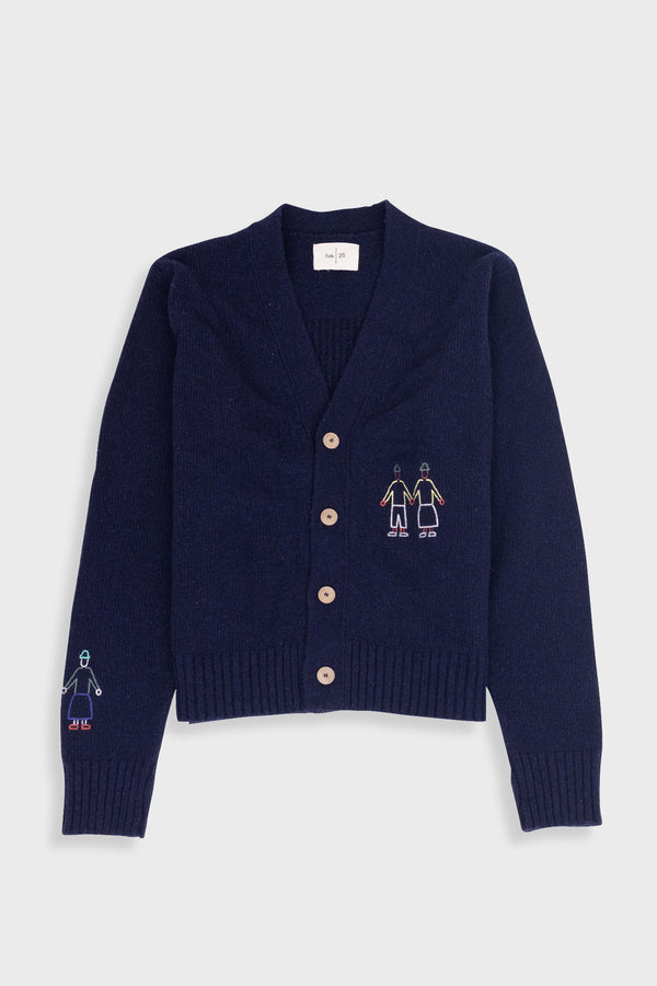folk People Cardigan - Navy Mix