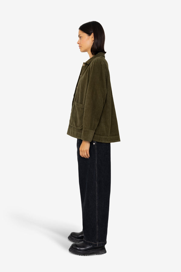 Folk Pleated Shirt - Olive Cord