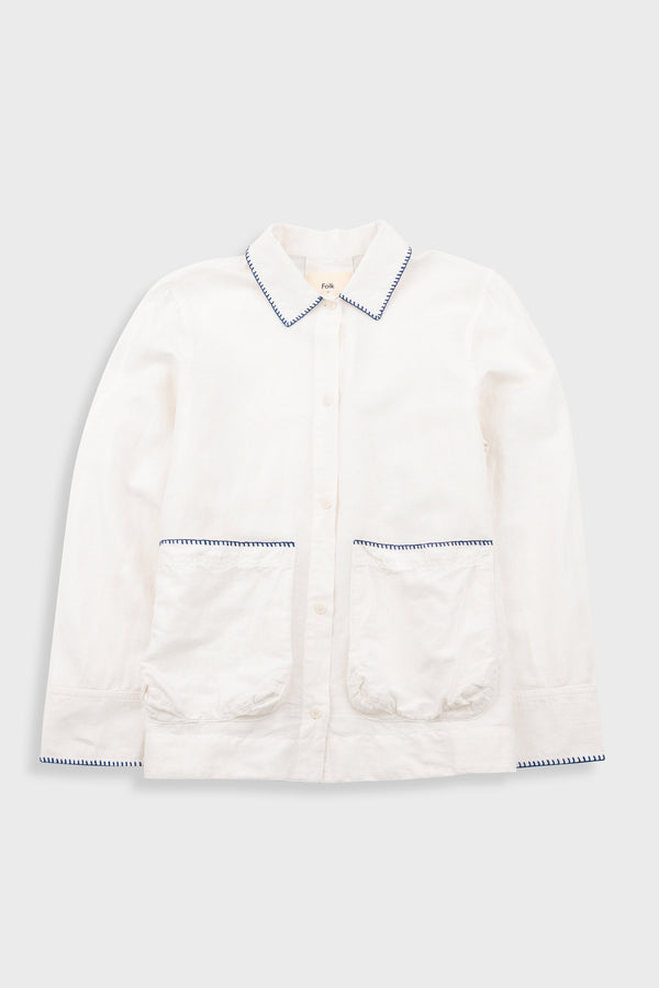 folk Pleated Shirt - White