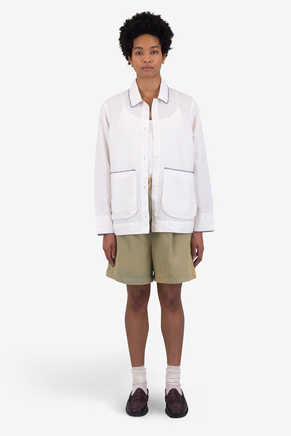 Folk Pleated Shirt - White