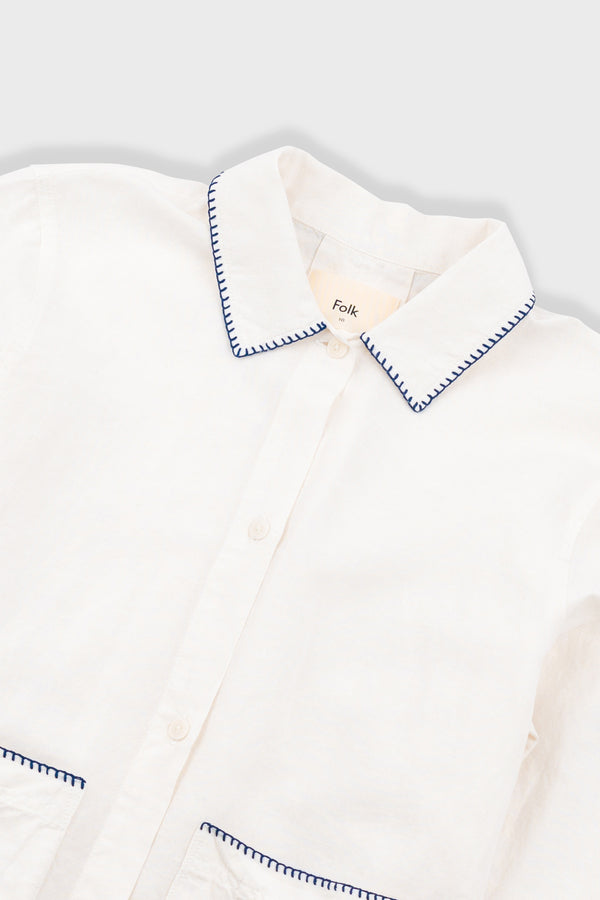 Folk Pleated Shirt - White