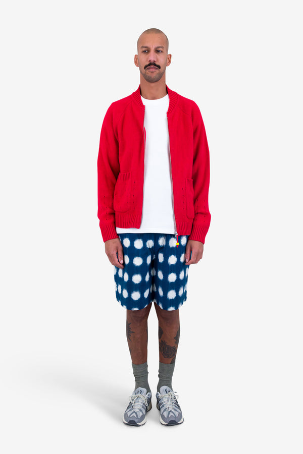 Folk Pointelle Knit Bomber - Raspberry