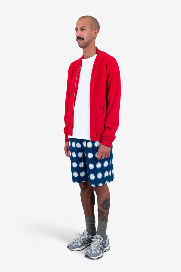 Folk Pointelle Knit Bomber - Raspberry
