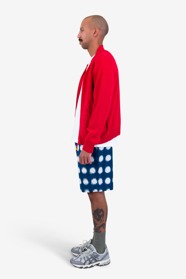 Folk Pointelle Knit Bomber - Raspberry