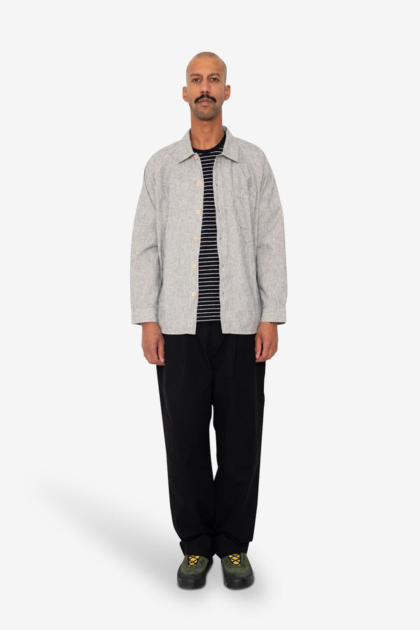 Folk Raglan Shirt - Black Microstripe