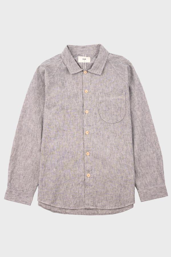 folk Raglan Shirt - Black Microstripe