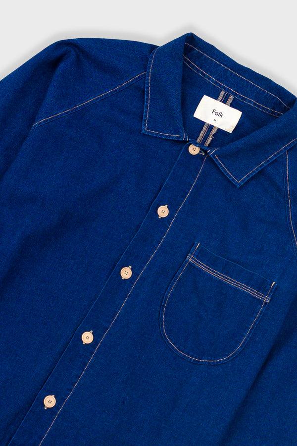 Folk Raglan Shirt - Indigo Twill