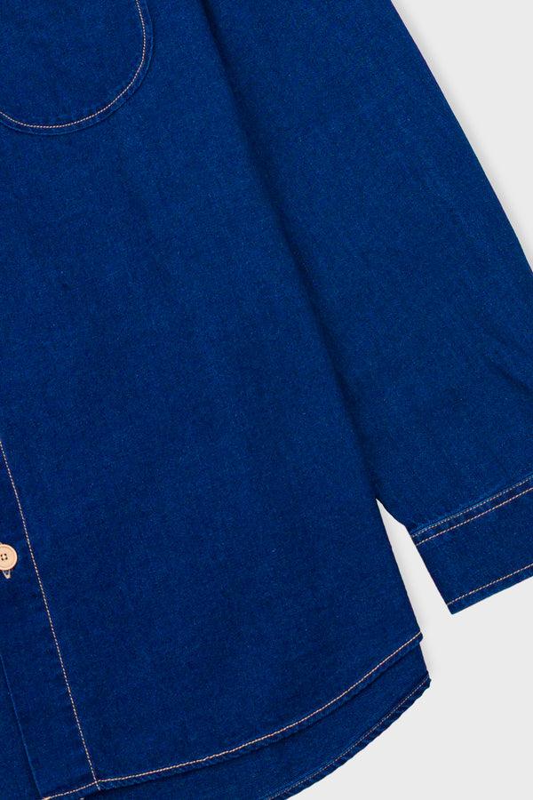 Folk Raglan Shirt - Indigo Twill