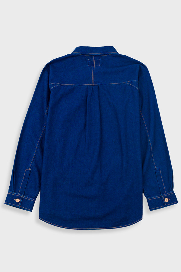 Folk Raglan Shirt - Indigo Twill