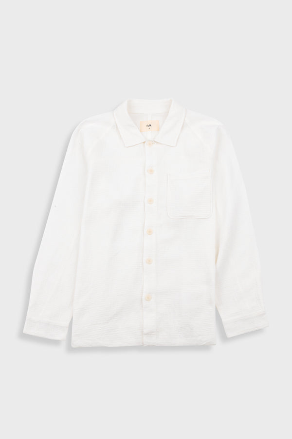 folk Raglan Shirt - White Dropstitch Waffle