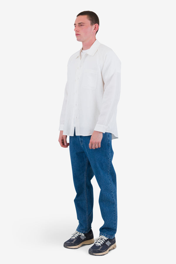 Folk Raglan Shirt - White Dropstitch Waffle
