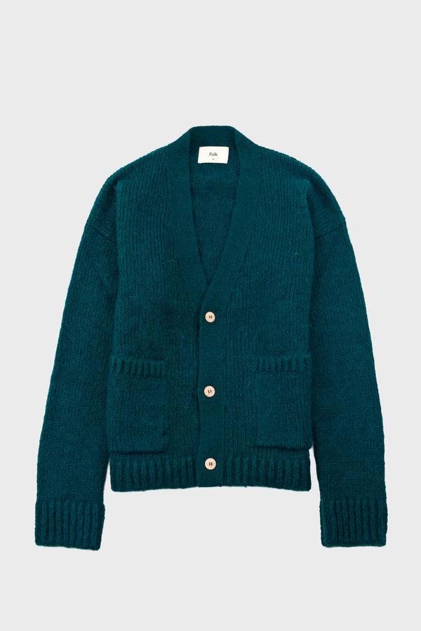 folk Relaxed Cardigan - Phthalo Green