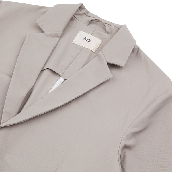 Folk Relaxed Cotton Blazer - Warm Grey Twill