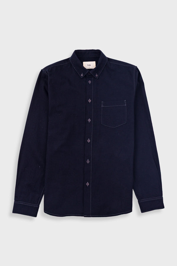 folk Relaxed Fit Shirt - Black Flannel