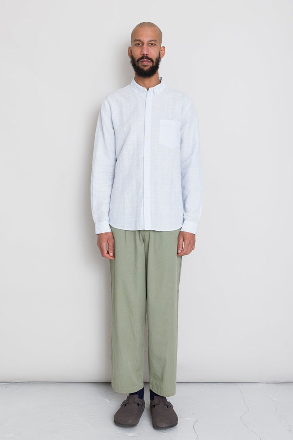 Folk Relaxed Fit Shirt - Blue Microstripe Slub