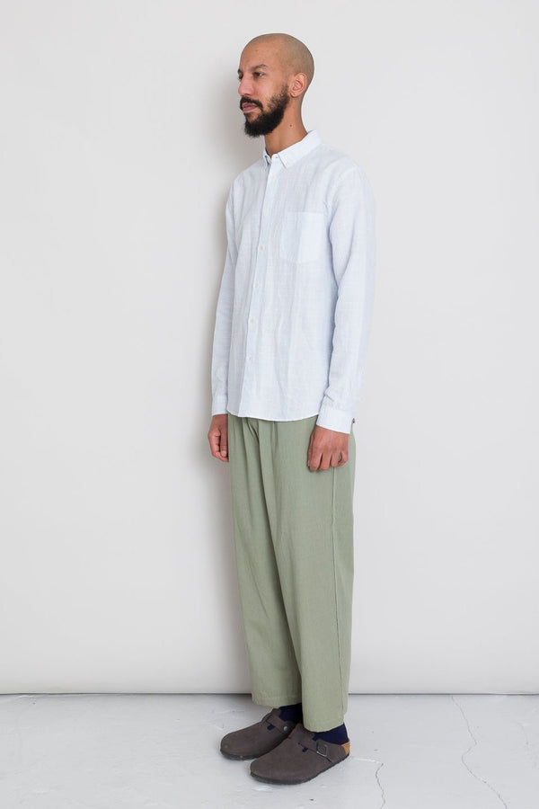 Folk Relaxed Fit Shirt - Blue Microstripe Slub